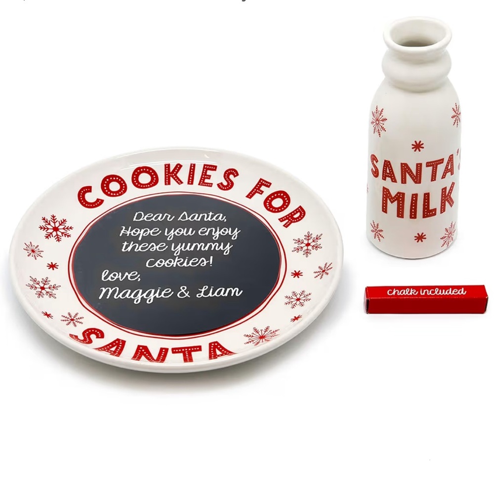 New in Box‎ Santa Milk and Cookies Set with Chalk